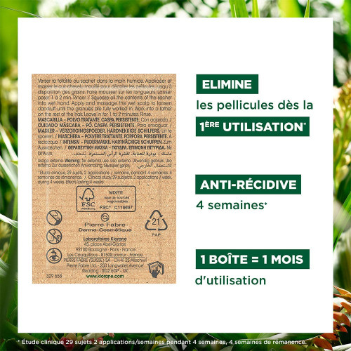 Klorane Masque Poudre Galanga 8 Sachets - Elimine Pellicules