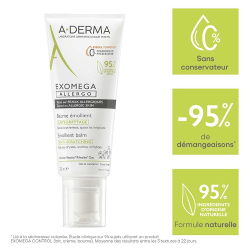 Aderma Exomega Baume Emolient 200ml - Apaise et réduit rougeurs
