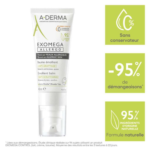 Aderma Exomega Baume 40ml - Apaise Démangeaisons