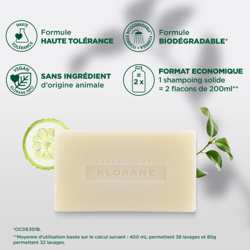 Klorane Shampoing Cédrat 80g - Cheveux frais et légers avec