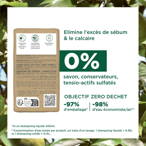 Klorane Shampoing Cédrat 80g - Cheveux frais et légers avec