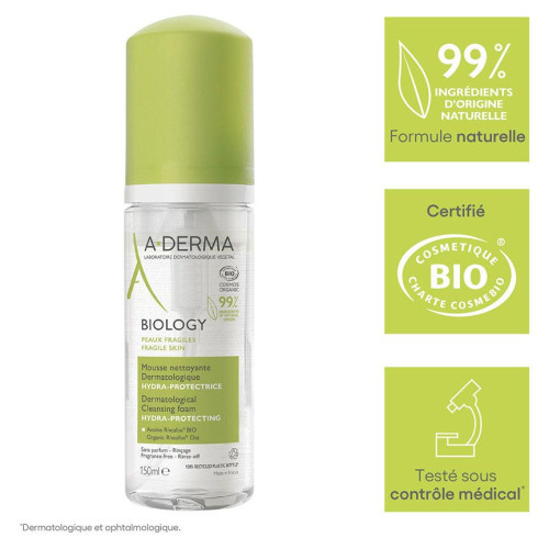 ADERMA Biology Mousse Nettoyante 150ml - Nettoie et Hydrate