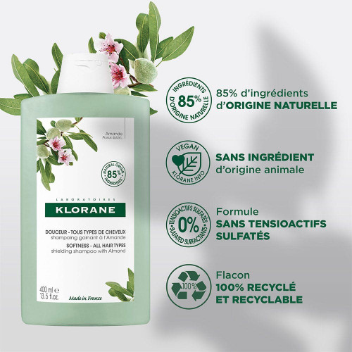 Klorane Shampooing Amande 400ml - Douceur et Tenue