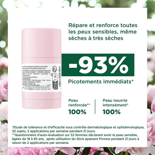 KLORANE Stick Pivoine Bio 1 - Apaise et nourrit peaux sensibles