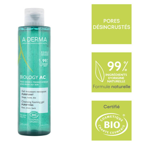 Aderma Biology AC Gel Purifiant 200ml - Nettoyage Doux Peaux Acnéiques