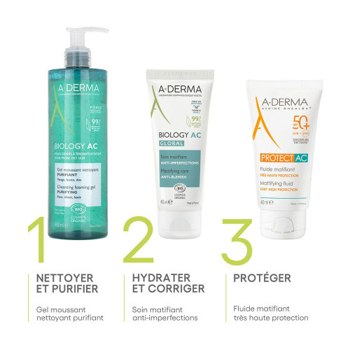 ADERMA Biology AC Gel Purifiant Bio 400ml - Nettoyage doux et efficace