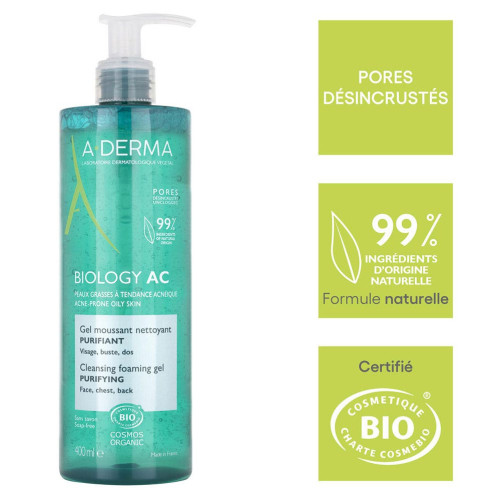 ADERMA Biology AC Gel Purifiant Bio 400ml - Nettoyage doux et efficace