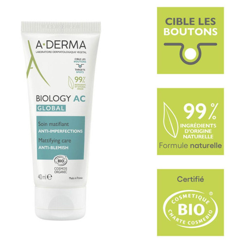 ADERMA Biology AC Soin Matifiant 40ml - Anti-Imperfections Bio