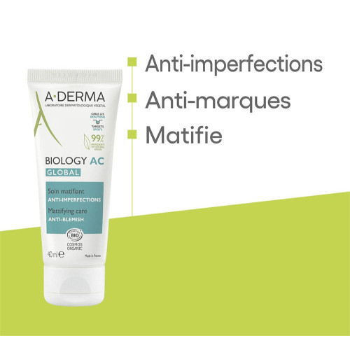 ADERMA Biology AC Soin Matifiant 40ml - Anti-Imperfections Bio