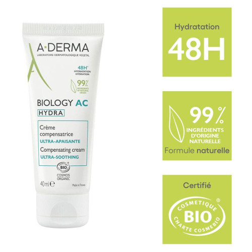 Aderma Hydra Crème Ultra-Apaisante Bio 40ml - Apaise et Hydrate