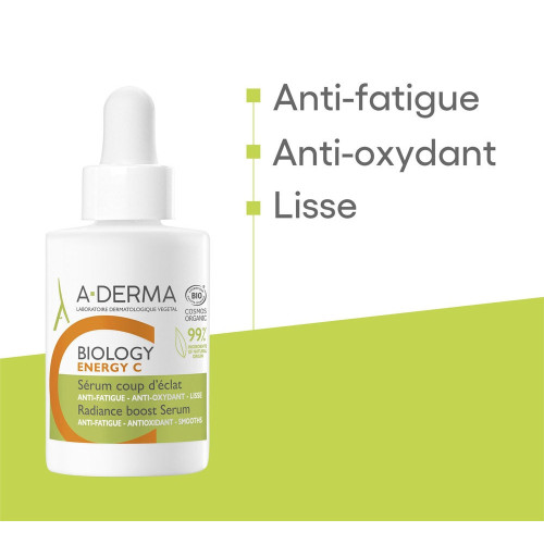 BIOLOGY ENERGY C - Sérum Coup d'Eclat Bio - Visage et Yeux - Peaux Fatiguées Ternes, 30ml