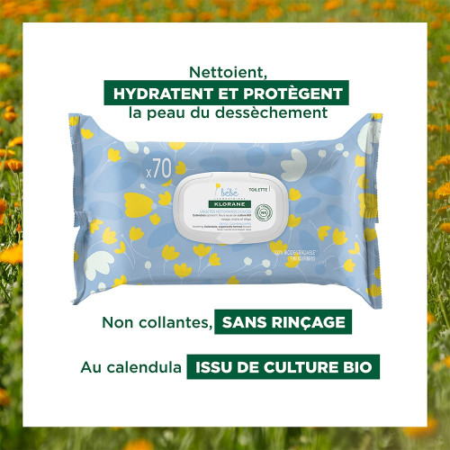 Klorane Bébé 70 Lingettes Nettoyantes Douces