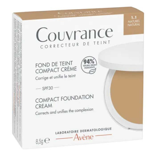 COUVRANCE Fond de Teint Compact Crème SPF 30 Teinte 1.1 Naturel 8,5 g
