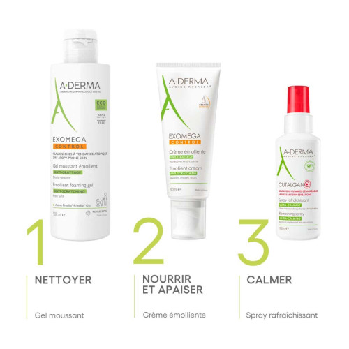 Exomega Control Gel Moussant Emollient Peaux A Tendance Atopique 2 x 500 ml