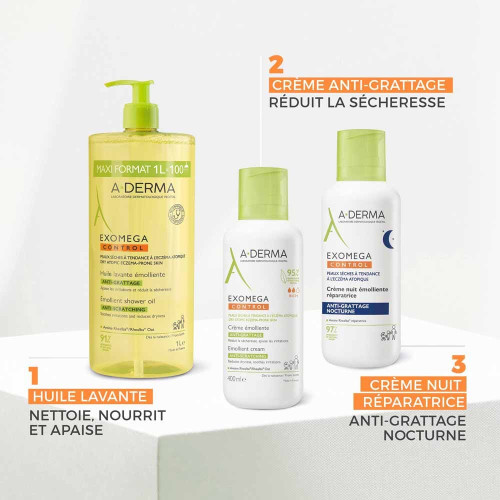 ADERMA EXOMEGA CONTROL Huile Lavante 1L Anti-Grattage Peaux Sèches