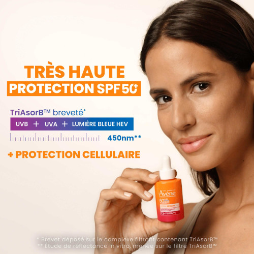 Sérum Avène SPF50+ : Protection UVB/UVA/Lumière Bleue - Peau Repulpée