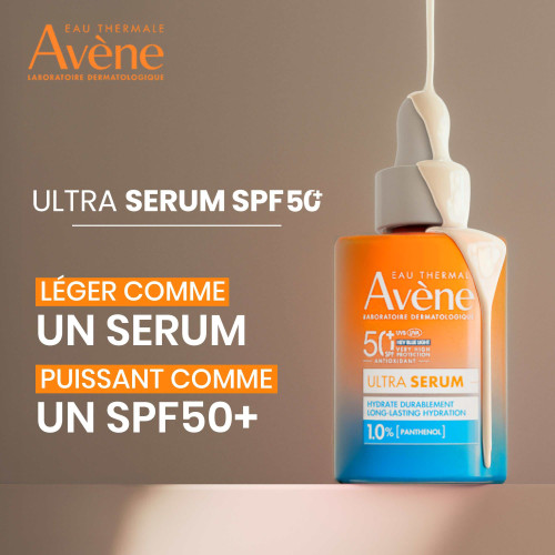 AVENE SOLAIRE UTRA SPF50+ : Sérum hydratant anti-UV et lumière bleue