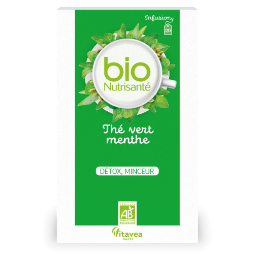 Nutrisanté Thé Vert Menthe Bio 20 Sachets - Minceur et Digestion