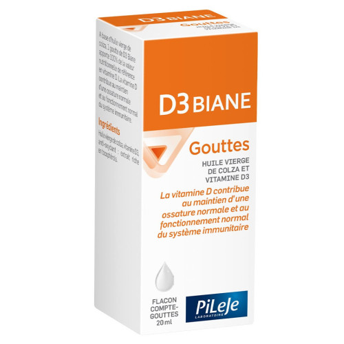 PILEJE D3 Biane Gouttes 20ml - Boost Immunité et Os