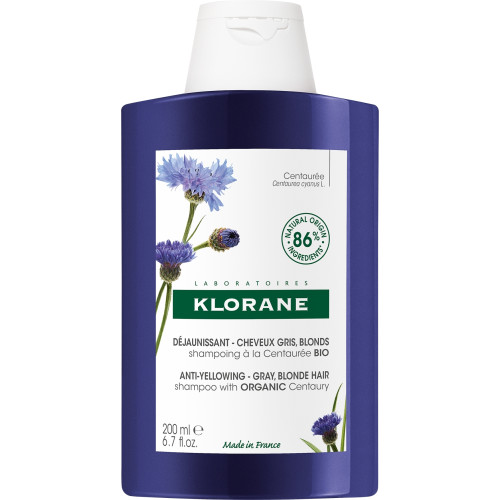 Shampoing Klorane Déjaunissant Centaurée Bio 200ml - Cheveux Gris