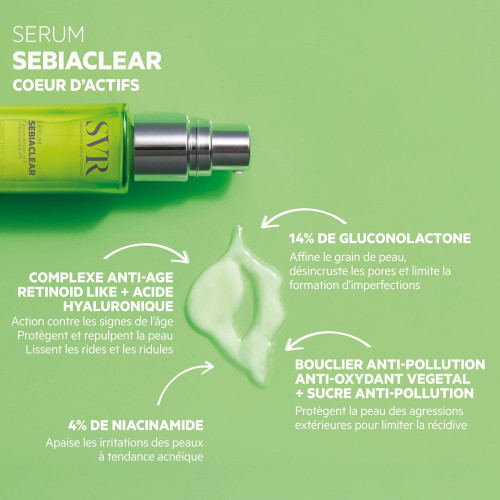 SVR SEBIACLEAR Serum 30ml - Réduit Acné et Rides