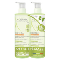 Aderma Exomega Control Bébé Duo Gel 2x500ml - Apaise Peaux Sèches