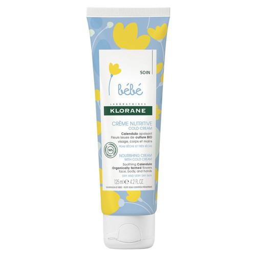 Klorane Bébé Crème Nutritive 125ml - Apaise et Protège Peau Sèche