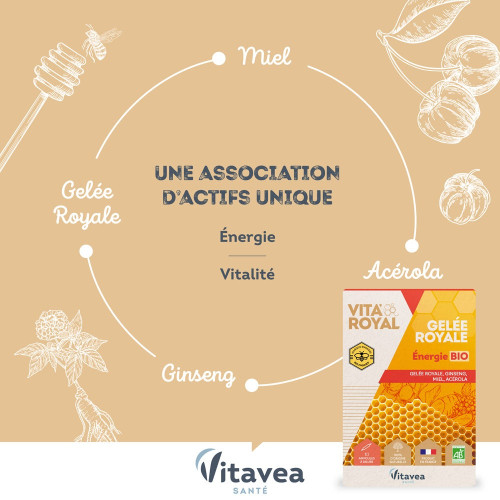 Nutrisanté Vitavea Gelée Royale Bio 10 Ampoules - Boost Immunité