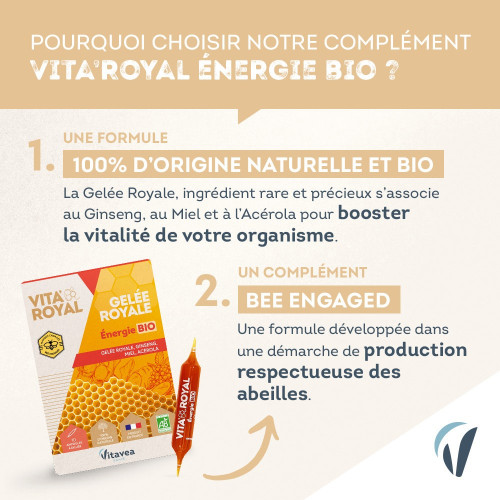 Nutrisanté Vitavea Gelée Royale Bio 10 Ampoules - Boost Immunité