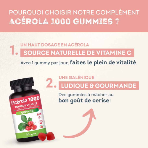Nutrisanté Acérola 1000 Gummies 1 Boite - Boost Immunité et Énergie