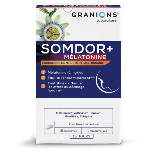 Granions Somdor+ Mélatonine 15 Comprimés - Sommeil Réparateur