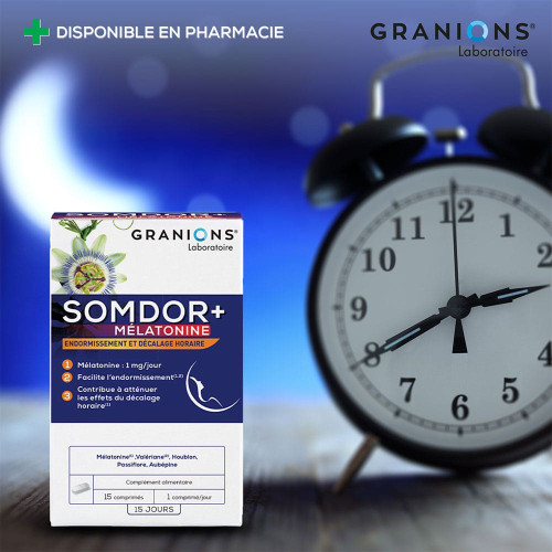 Granions Somdor+ Mélatonine 15 Comprimés - Sommeil Réparateur