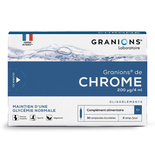 GRANIONS Chrome 200µg 30 Ampoules - Contrôle Glycémie et Métabolisme