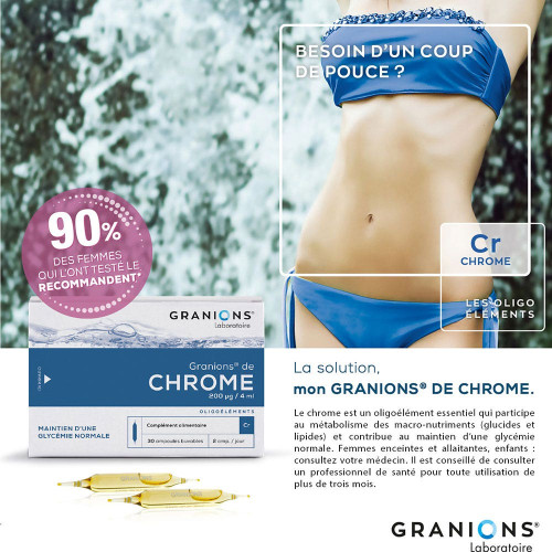 GRANIONS Chrome 200µg 30 Ampoules - Contrôle Glycémie et Métabolisme