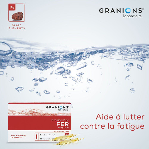 GRANIONS Fer 30 Ampoules - Boostez votre énergie avec