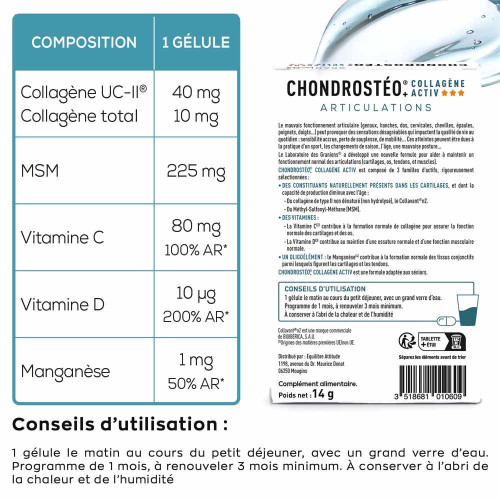 Granions Chondrostéo Collagène Activ 30 Gélules - Soutien Articulaire