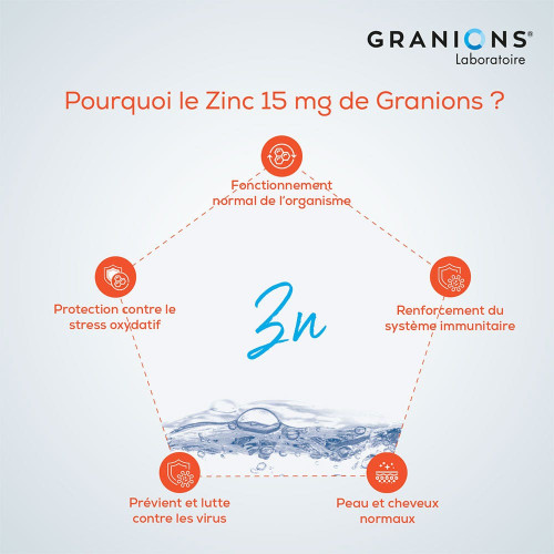 Granions Zinc 15mg 60 Gélules - Soutien Immunitaire et Peau Saine
