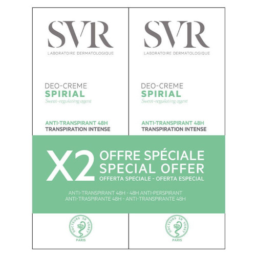 SVR Spirial Déo-Crème 2x50ml - Anti-Transpirant Intense 48H