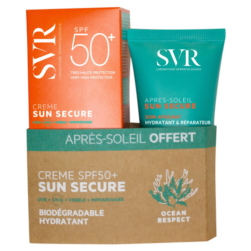Sun Secure Creme Confort Peaux Hypersensibles Au Soleil Spf50+ 50 ml + Lait Après Soleil 50 ml OFFERT