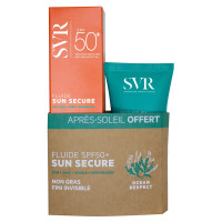 Sun Secure Fluide très haute protection Spf50+ 50 ml + Lait Après Soleil 50 ml OFFERT Peaux Hypersensibles Au Soleil