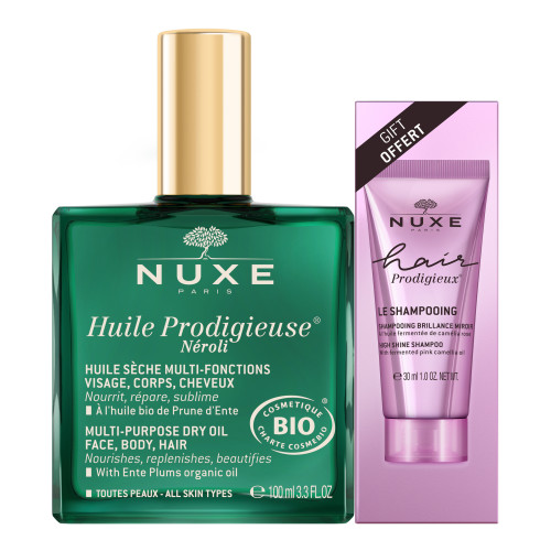 Huile Prodigieuse Néroli Bio 100 ml + Hair Prodigieux Le Shampooing Brillance Miroir 30 ml Offert