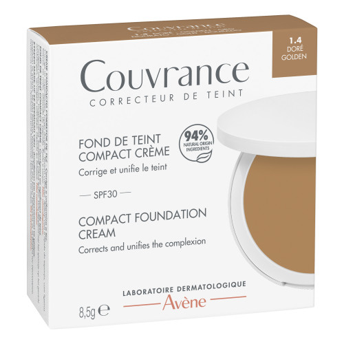 COUVRANCE Fond de Teint Compact Crème SPF30 Teinte 1.4 Doré 8,5 g