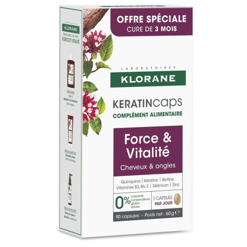 Klorane KeratinCaps 3x30 capsules Cheveux Forts et Sains Pharma360