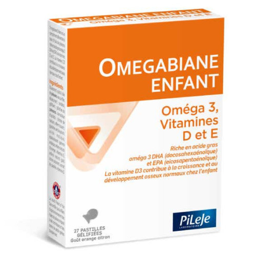 Pileje Omegabiane Enfant 27 pastilles Oméga 3 et Vitamines D E