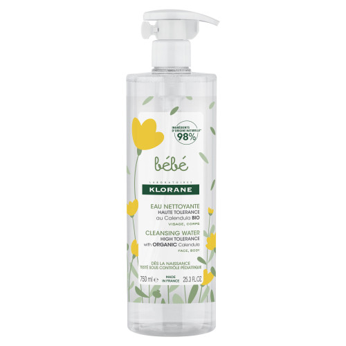 Klorane Bébé Eau Nettoyante 750 ml Peau Apaisée Bio - Pharma360