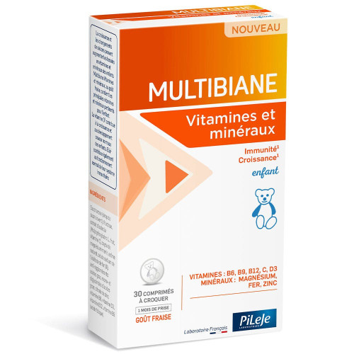 Complément Vitamines & Minéraux Enfant : 30 comprimés croquants fraise