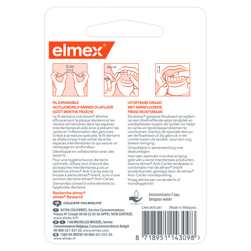 Elmex Fil Dentaire Ciré 50m - Protection Caries et Gencives