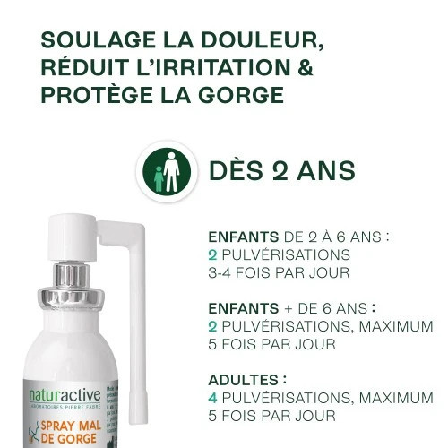 Naturactive Spray Mal de Gorge 20ml Apaise et Protège Rapidement