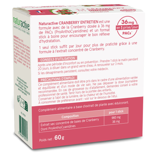Urisanol Cranberry Entretien 20 sticks