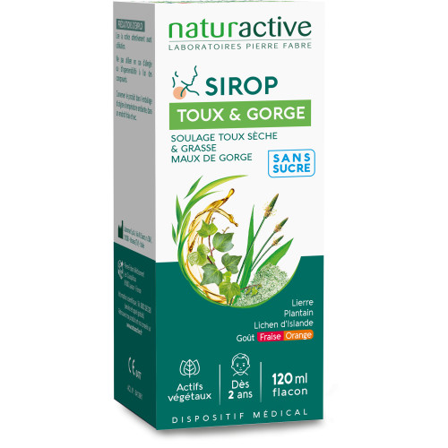Naturactive Sirop Toux & Gorge Sans Sucre 120 ml Soulagement Rapide